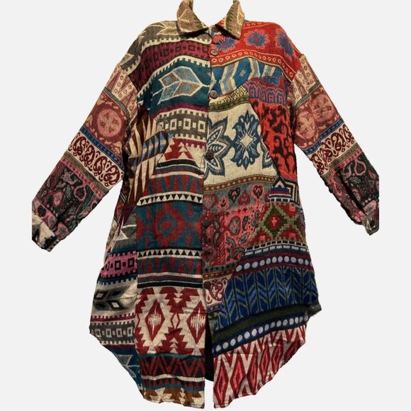 Nwt SACRED THREADS hippy pocket patch flannel warm JACKET COAT TOP 1X - Picture 1 of 5